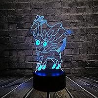 asqwq 3D Night Lights LED Table Lamp Pokemon RGB Light Pikachu Eevee Tortoise Fire Dragon Ball Bulbasaur Bay Character Gift