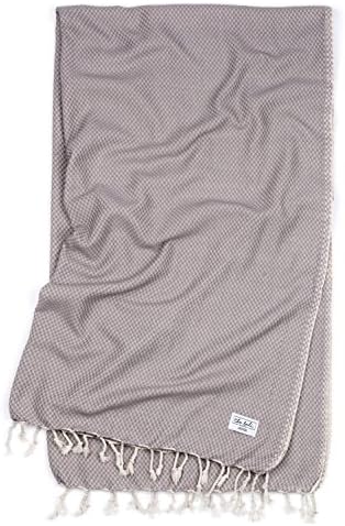 Turkish Beach Towel, Ideal for Babies and Kids, Plush and Ultra Absorbent Honeycomb Texture, Peshtemal, Fouta for Travel, Beach, Bath, Yoga by The Bali Market, 100% Turkish Cotton, Weekender (Grey)