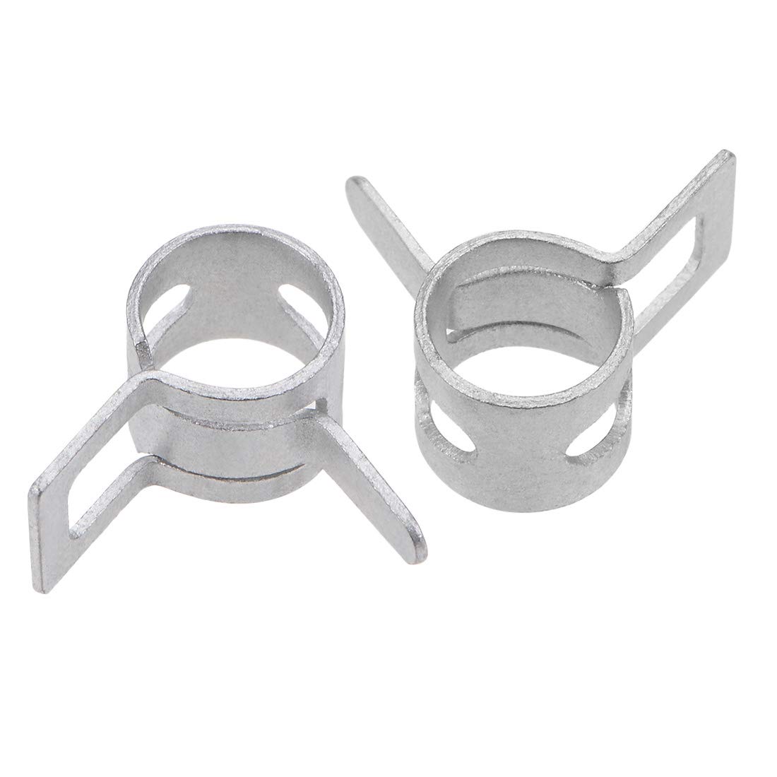 uxcell Spring Band Type Clamp 8mm Inner Dia Fit 8.5-9.2mm OD Hose Fuel Line Silicone Tube Clips Clamp Silver Manganese Steel 10Pcs