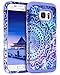 GUAGUA Galaxy S7 Case Samsung S7 Case Mandala Flower Three Layer Hybrid Hard PC Bumper Soft Silicone Rubber Glossy Cover Shockproof Protective Durable Phone Cases for Samsung Galaxy S7 (G930), Purple