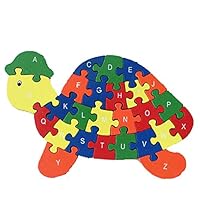 DOUYYE Counting Tortoise Wooden Letters and Numbers Jigsaw Puzzles ,Family Game for Kids ,Interactive Educational Toys for Age 3 4 5 Years Old and Up Baby Preschool Toddler Boys Girls, Birthday Gift