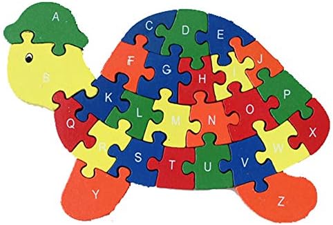 DOUYYE Counting Tortoise Wooden Letters and Numbers Jigsaw Puzzles ,Family Game for Kids ,Interactive Educational Toys for Age 3 4 5 Years Old and Up Baby Preschool Toddler Boys Girls, Birthday Gift