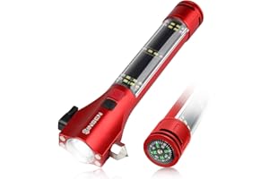 SINSEN Car Window Breaker Seatbelt Cutter, Emergency Escape Tool with Compass, Multi Tactical Safety Hammer Rescue Kit