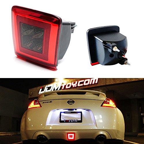iJDMTOY Red/Dark Lens Rear Fog Light LED Assembly For 2009-up Nissan 370Z & Nismo Juke (Integrated Rear Fog Light, Brake Light, Backup Light Features)