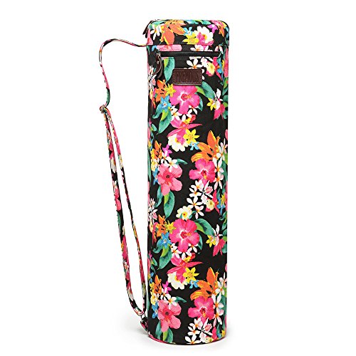 Fremous Yoga Mat Bag and Carriers for Women and Men – Double Storage Pocket – Easy Access Zipper – Adjustable Shoulder Strap and Handle (Peony)