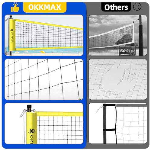 OKKMAX Red de Voleibol Profesional Exterior con Postes Ajustables diseño antienredos portátil Incluye Marcador línea de límite Bolsa de Transporte para jardín Playa