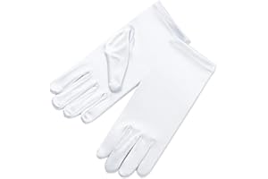 ZaZa Bridal Girl's Fancy Stretch Satin Dress Gloves Wrist Length 2BL-Girl's Size Medium (8-12yrs)/White