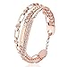 RYTHUN Rose Gold Rhinestone Charm Cuff Bracelet String Bangle for Women and Girls