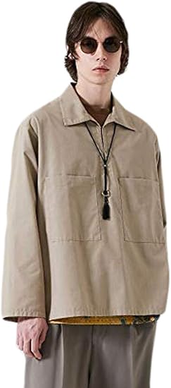 Amazon ティーケー タケオキクチ カジュアルシャツ ポプリンスキッパーシャツ メンズ ベージュ 052 03 L シャツ 通販
