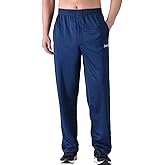 Zoulee Men's Warm-Up Open Hem Track Pants Lightweight Sweatpants with Zipper Fly