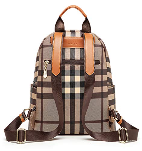 EZOLY Sac à Dos Femmes Cuir Elegant, Grande Capacité Femme Sac à Dos College Fille, Anti-vol, Ordinateur Portable, Voyage Sacs à Dos Loisir Pour Femme, Marron