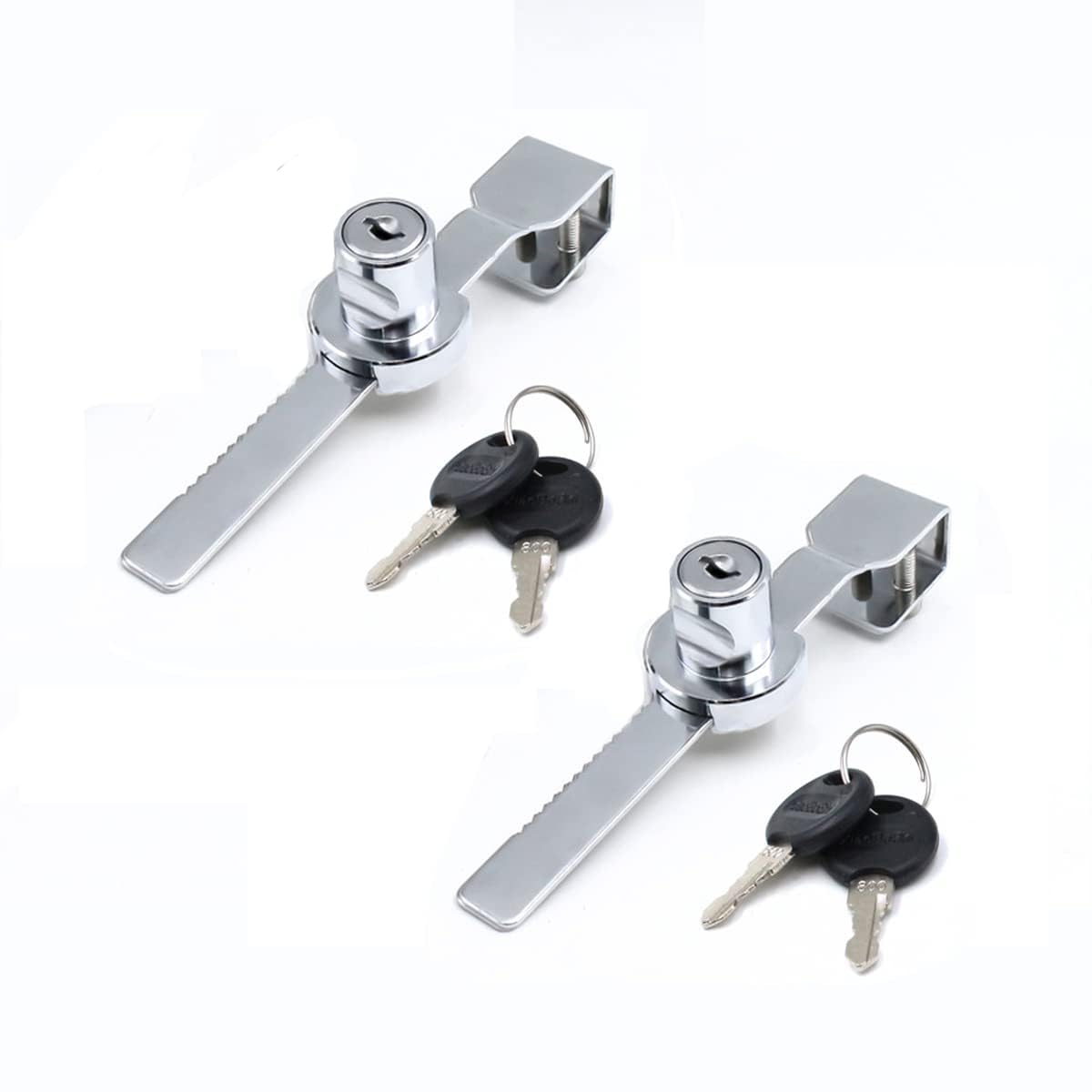 TOP-VIGOR 2Pcs Sliding Glass Door Ratchet Lock, 138mm Cabinet Door Locks Showcase Security Locks Reptile Vivarium Locks, Sliding Blade Saw Lock for Drawer Display Case, Keys Different