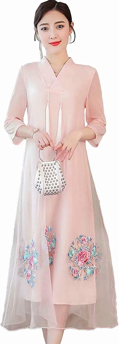 Amazon Kumi レディース シフォンワンピース チャイナドレス 漢服 民族風ワンピース ロングドレス チュール 夏 ワンピース チュニック 通販 Amazon Kumi レディース シフォンワンピース チャイナドレス 漢服 民族風ワンピース ロングドレス チュール 夏 ワンピース チュニック 通販