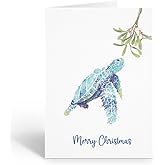 Stonehouse Collection | Sea Turtle Eating Seaweed Christmas Card | Ocean Holiday Card (Sea Turtle)