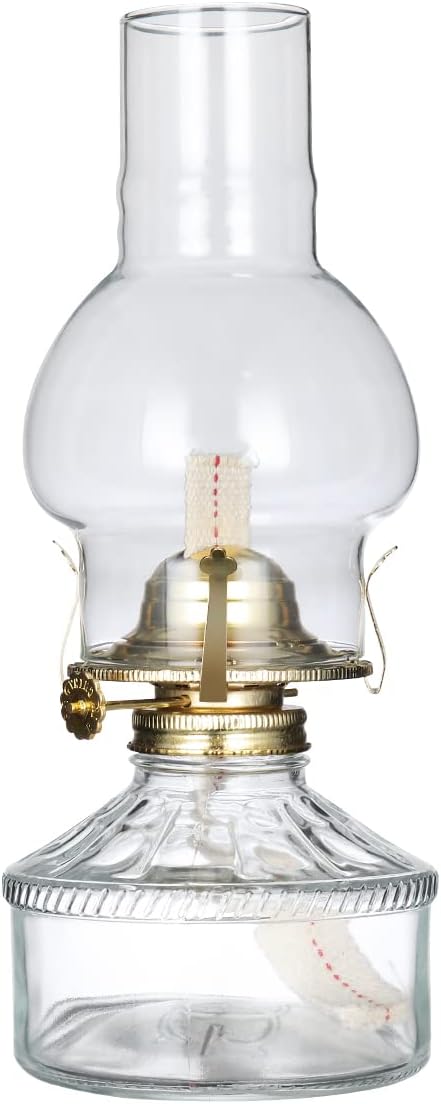 Oil Lamps & Accessories - Spuik Rustic Oil Lanterns for Indoor Use, Large Glass Kerosene Lamp Vintage Oil Lamps for Tabletop Decor Chamber Hurricane Lamp, Thickened Chimney Shade Antique Oil Lantern