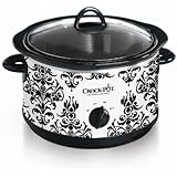 Crock Pot SCR450-PT 4-1/2-Quart Slow Cooker, Black Demask Pattern