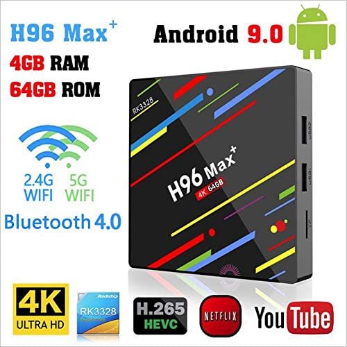 Android 9.0 TV Box H96 MAX+ Smart Box 4GB RAM&64GB ROM Support 4K Ultra HD/2.4G 5G WiFi/Video Encoder H.265