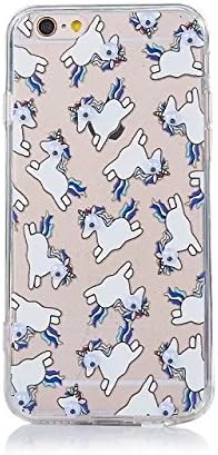 Acrylic Case for iphone 6 Plus,Popcorn Donuts Banana Printing Googly Moving Eyes Acrylic PC Back with Soft TPU Edges Case for Apple iphone 6 Plus 5.5inch (Horse)