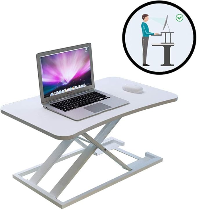 Escritorio de pie y ndash; Convertidor de escritorio blanco, elevador