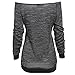 ZZhong Women's Sexy Off Shoulder Blouse Shirt Skull Printed Long Sleeve Tops Dark Grey M