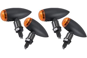 KaTur 4pcs Universal Motorcycle Black Anodized Metal Bullet Amber Turn Signal Lights for Aprilia BMW Ducati Harley Honda Kawa