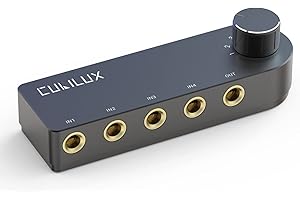 Cubilux Bidirectional 4-Channel 6.35mm Audio Selector, 1x TRS to 4X TRS Stereo 4-Port 1/4” Quarter Inch AUX Switch Box for Speaker, Headphones, Subwoofer, Home Audio System, Mixer, Amplifier