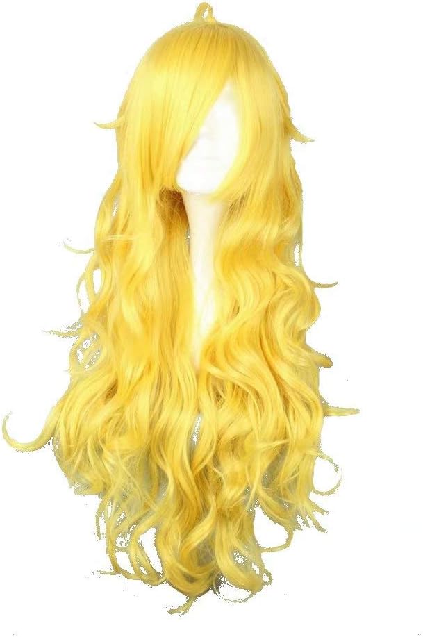 NiceLisa Halloween Party Cosplay Wig Princess Blonde Yellow Gold Wavy Hair Yang Xiao Long Panty Costume Wig