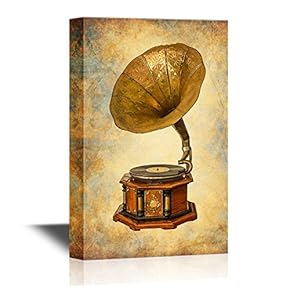 Canvas Wall Art - Retro Gramophone - Gallery Wrap Modern Home Art | Ready to Hang - 12x18 inches