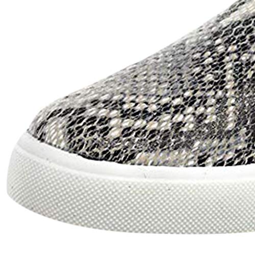 Emimarol Women's Platform Sneakers Leopard Print Loafers Shoes Fashion Slip On Sneakers Beige - Thumbnail 4