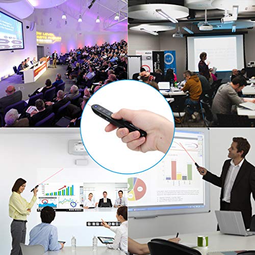 UBUYONE Wireless Presenter 2.4GHz with Hyperlink Volume Control Presenter Powerpoint Remote Control Clicker for PPT Presentation Pointer Pen with Clip (Black)