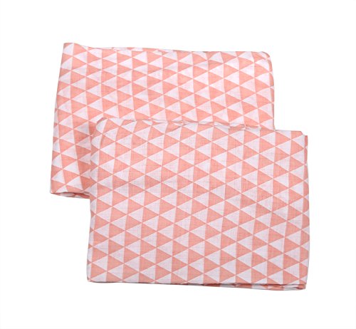 Bacati Aztec/Tribal Crib/Toddler Bed Fitted Sheets Cotton Muslin 2 Piece, Coral