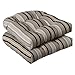 Pillow Perfect Indoor/Outdoor Black/Beige Striped Wicker Seat Cushions, 2-Pack