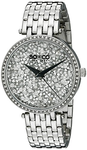SO&CO New York Women's 5080.1 SoHo Quartz Crystal Filled Dial Stainless Steel Link Bracelet Watch