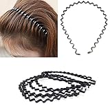 Honbay 6PCS Simple Fashionable Black Metal Wave Hair Hoop for Men, Women, Boys and Girls (C)