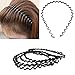 Honbay 6PCS Simple Fashionable Black Metal Wave Hair Hoop for Men, Women, Boys and Girls (C)