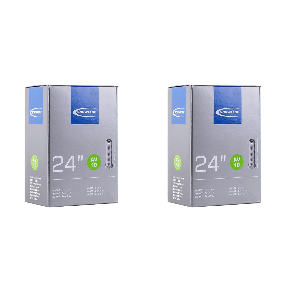 Schwalbe AV10 24 x 1.5-2.5 Inch Inner Tube with Schrader Valve (Pack of 2)