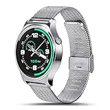 SEPVER All-in-1 GW01 Smart Watch Full Round IPS Screen Bluetooth 4.0 Heart Rate Monitor Pedometer compatible with iPhone 7 iPhone 6s iPhone 6 and Android smart phone (Silver Metal)