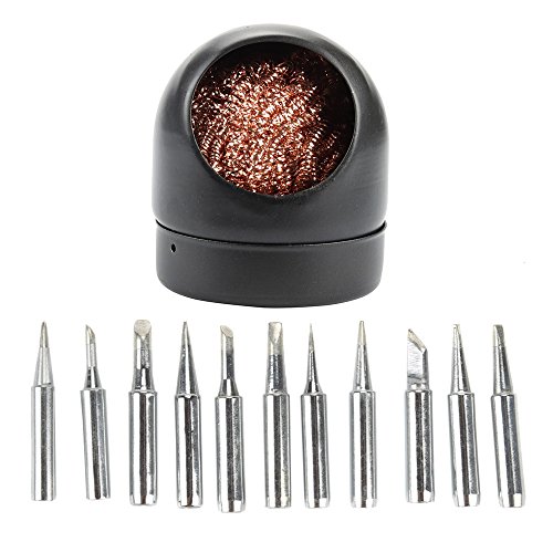 Ginode 11PCS Hakko Solder Soldering Iron Tip for Soldering Station Tool + 1PC Welding Soldering Solder Iron Tip Cleaner Ball Holder