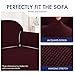 Subrtex 2-Piece Jacquard High Stretch Loveseat Slipcover, Furniture Protector for Couch Sofa, Spandex Washable 2 Seater Cushion Sofa Cover Coat (Loveseat, Wine)