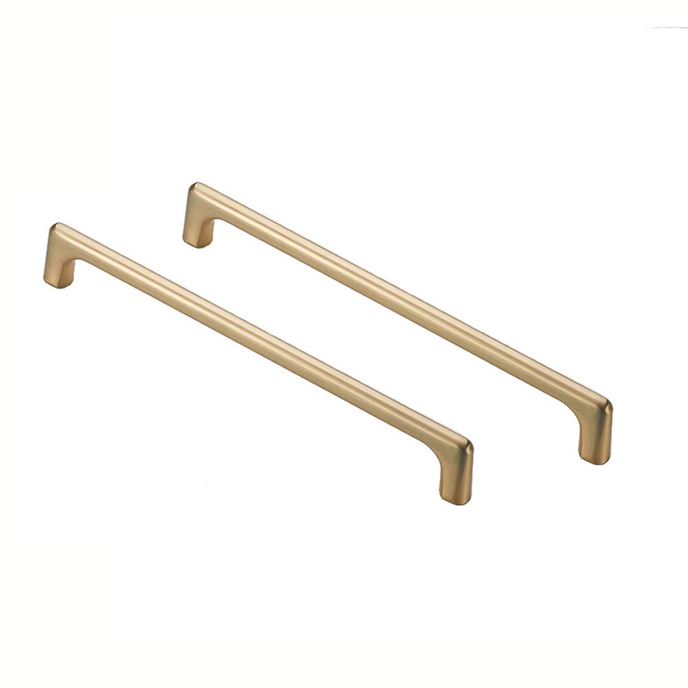 BOZONLI Copper Brushed Cabinet Handles Kitchen Drawer Knobs, Modern Bathroom Cabinet Knobs 224mm Hole Centers Square Cupboard Door Handle 2 Pack