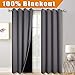 RYB HOME 100% Blackout Lined Curtains 84 inch Length, Living Room Thermal Insulated Energy Smart 2 Layers Full Room Darkening Window Curtains Set for Living Room Dinning, 52 x 84 inches, Grey, 1 Pair