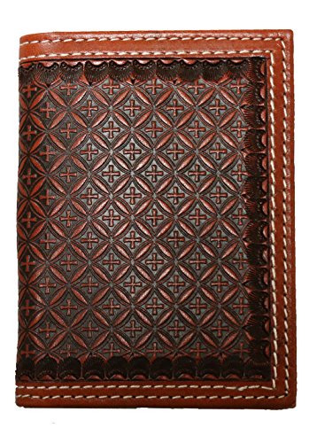 Ranger belt company brown & black cross tri-fold wallet (c1173t)
