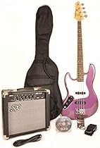 SX Ursa 2 RN PK MPP LH Full Size Left Handed Purple Bass Guitar Package w/Amp, Carry Bag and Instructional Video
