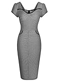 Miusol Women's Deep-V Neck Formal Plaid Slim Evening Dress