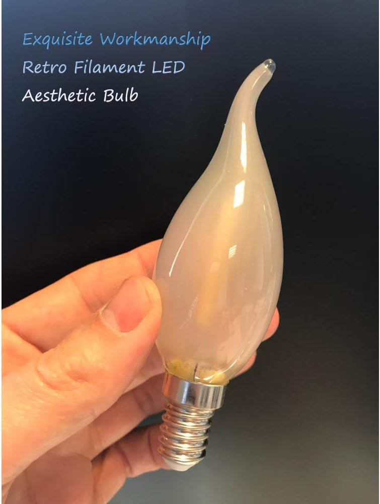 WULUN Candelabra LED Bulbs, Non Dimmable, 40W Equivalent, Frosted Glass Cover Flame Tip, E14 Base, AC 220-240V, 400LM - Image 5