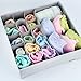 MEÉLIFE Foldable Fabric Underwear Organizer Bras Storage Box,Clothes Storage Drawer Basket Bins Containers with Lids Divider for Apparel Garments Socks Ties Scarves (Light Gray)