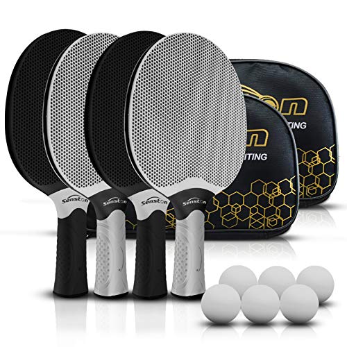 Senston Table Tennis Rackets Set, Professional Table Tennis Bats with 3 Balls, Composite Rubber Ping Pong Paddle Set