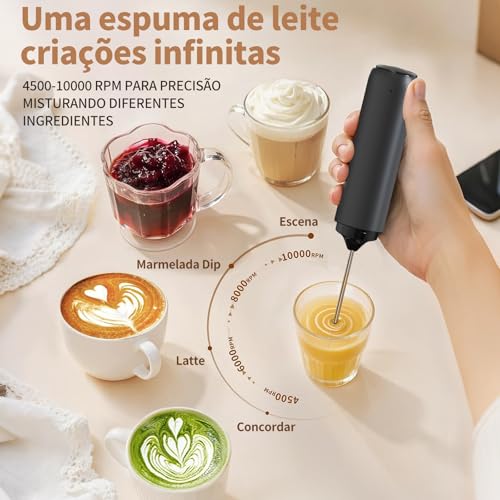 Mini Mixer Portátil USB – Batedor e Espumador Sem Fio, Recarregável, Perfeito Para Café, Latte, Matcha e Chocolate Quente