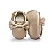 Norbi Baby Infant Toddler Bow Tassels Soft Sole Leather Shoes , 0-6 Months, #G- Gold