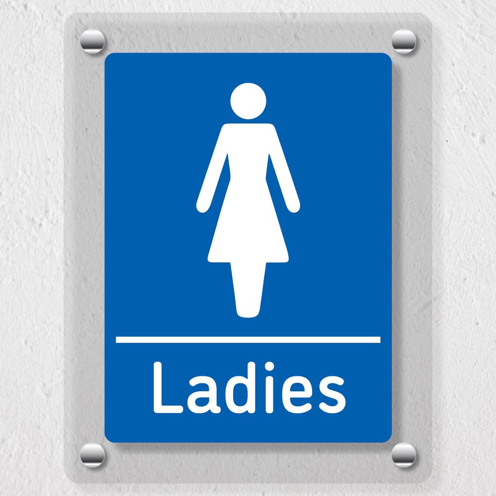 V Safety Disabled Toilets Blue - 200 x 300 mm - Acrylic Perspex Cast Clear Safety Sign